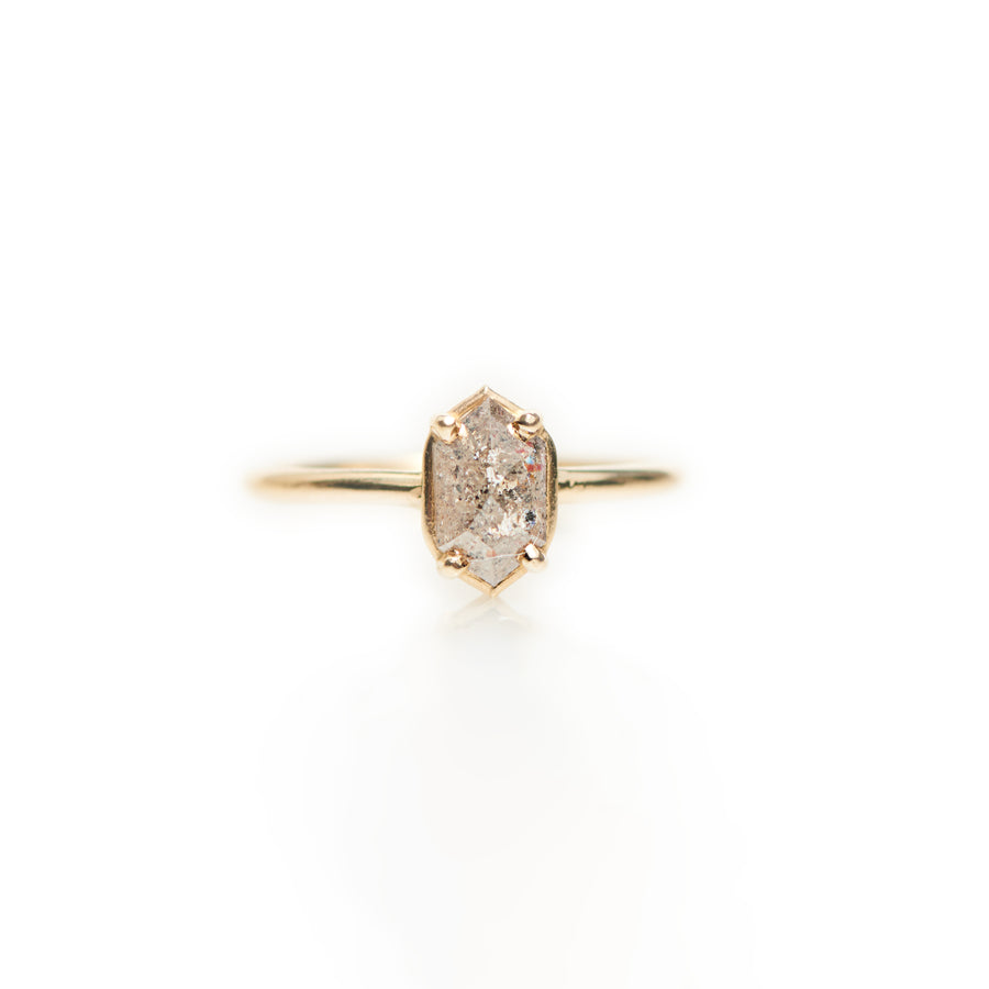 Kensie Elongated Hexagon Salt & Pepper Diamond Engagement Ring - MTD