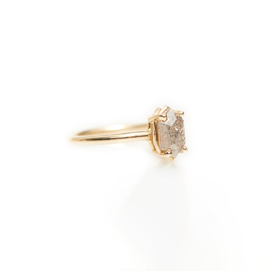 Kensie Elongated Hexagon Salt & Pepper Diamond Engagement Ring - MTD