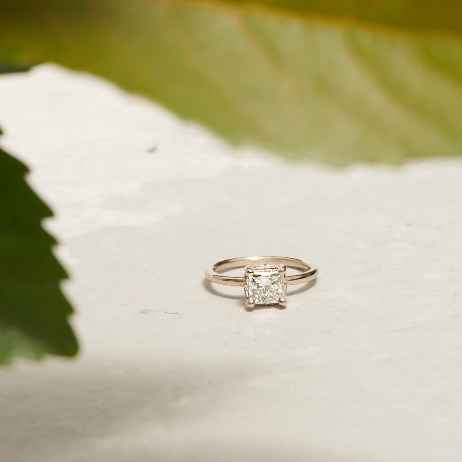 Shephard Princess Cut Diamond Hidden Halo Basket 14k Natural White Gold - MTD