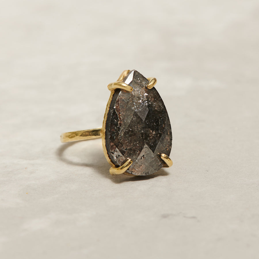 Big Bertha | 10ct Black Salt and Pepper Diamond Pear in 18k Gold - MTD