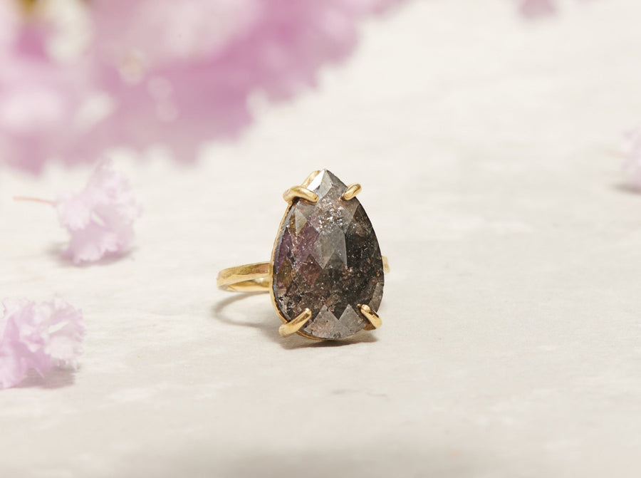 Big Bertha | 10ct Black Salt and Pepper Diamond Pear in 18k Gold - MTD