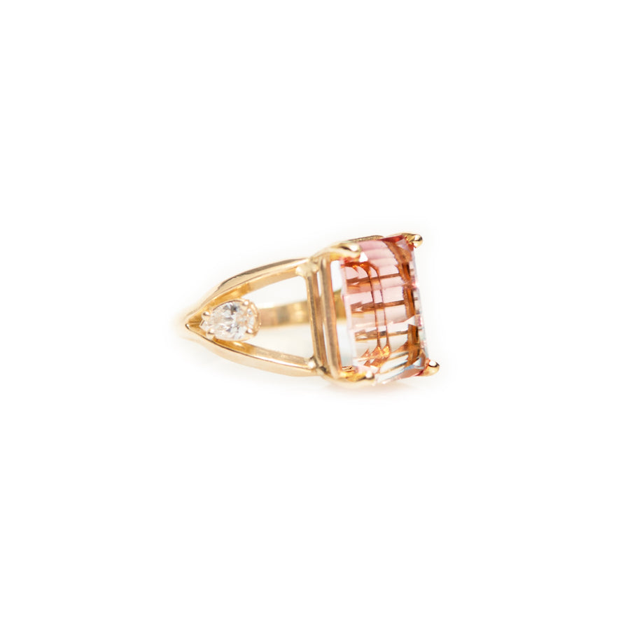 Sunset on the Bay Bicolor Tourmaline & Diamond Ring - MTD