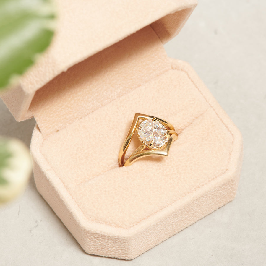 Ahna with V Bands Engagement Ring Set - MTD