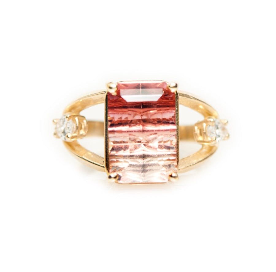 Sunset on the Bay Bicolor Tourmaline & Diamond Ring - MTD