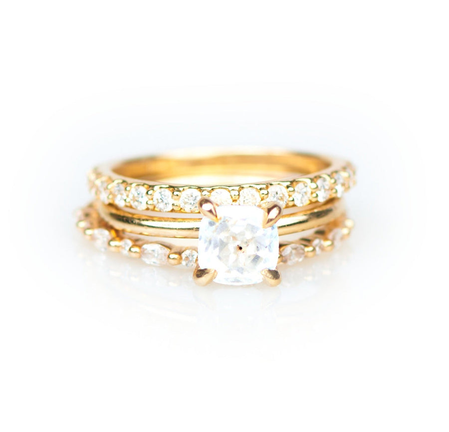 Almiera Cushion Salt and Pepper Diamond Engagement Ring Stacking Set - MTD
