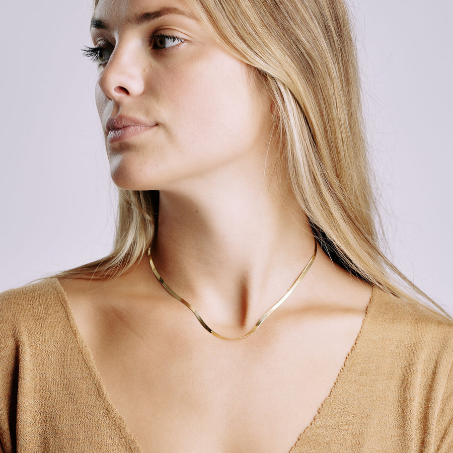 18 herringbone gold necklace discount