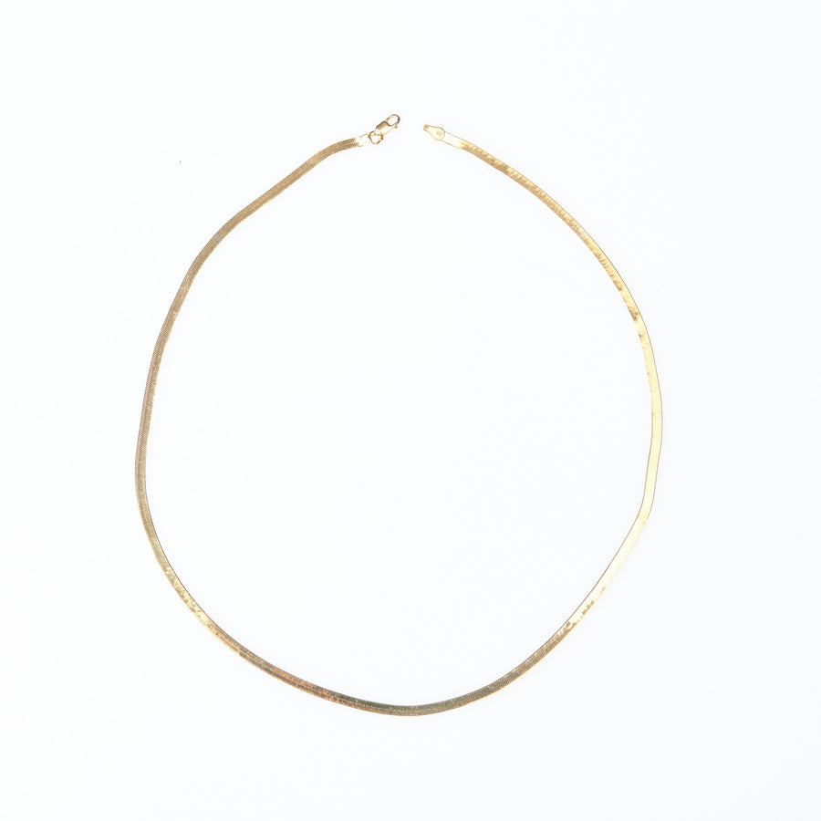 Small Gold Brush Stroke Herringbone Gold Necklace - MTD