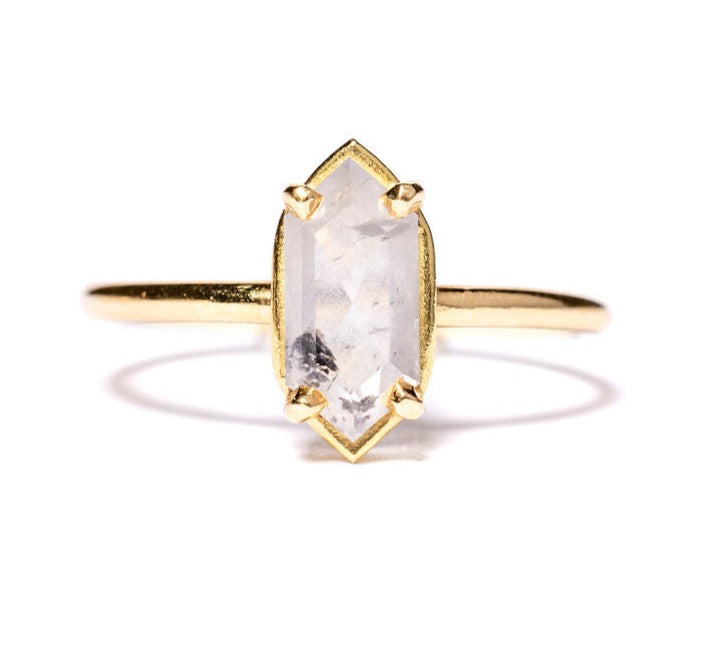 Noemie 2ct Elongated Hexagon Salt & Pepper Diamond Engagement Ring - MTD