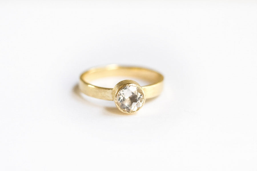 Leslie | Brushed 18k Gold Engagement Ring Wide Band - Melissa Tyson Designs