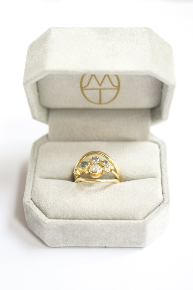 Constellation Stacking Set | Gray & White Diamond Cluster Ring Stacking Set - Melissa Tyson Designs