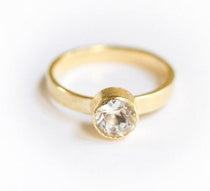 Leslie Brushed Gold Engagement Ring Wide Band - MTD