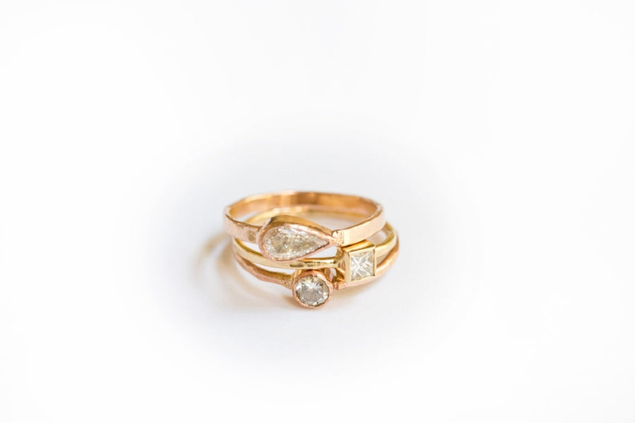 Dianus | Diamond Engagement Stacking Set 14k Hammered Rose Gold - Melissa Tyson Designs