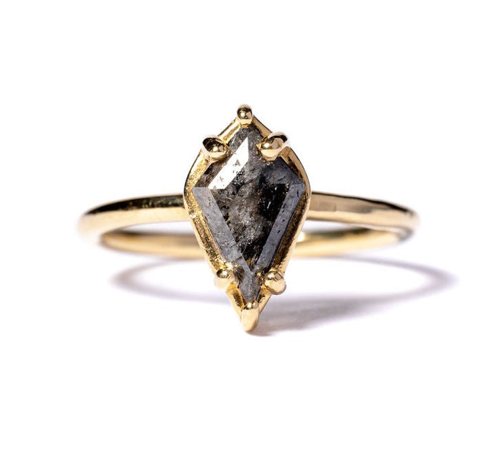 Genevieve | 1.2 Salt and Peppe Kite Diamond Engagement Ring 14k Yellow Gold - MTD