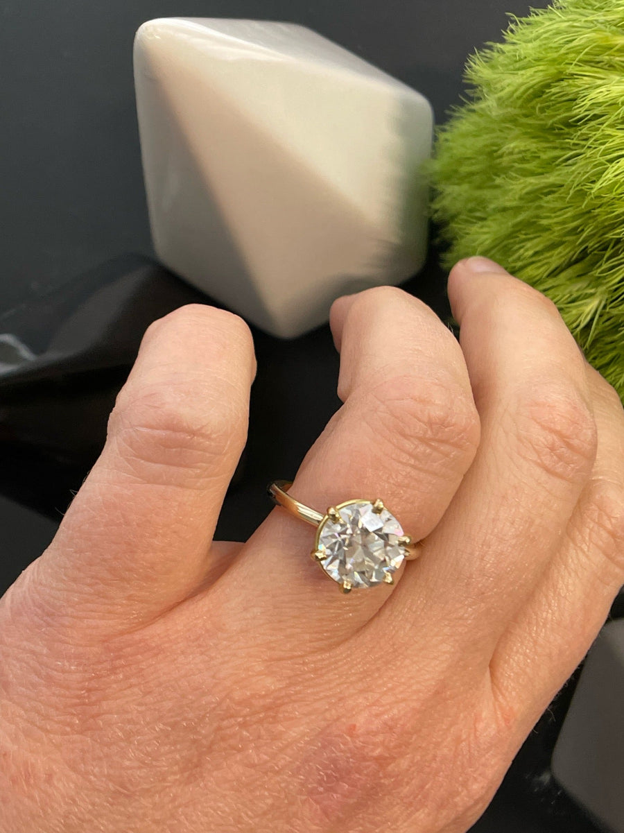 Daphne | 3.5ct Antique Cut Round Moissanite 18k Yellow Gold Engagement Ring Ready to Ship - MTD
