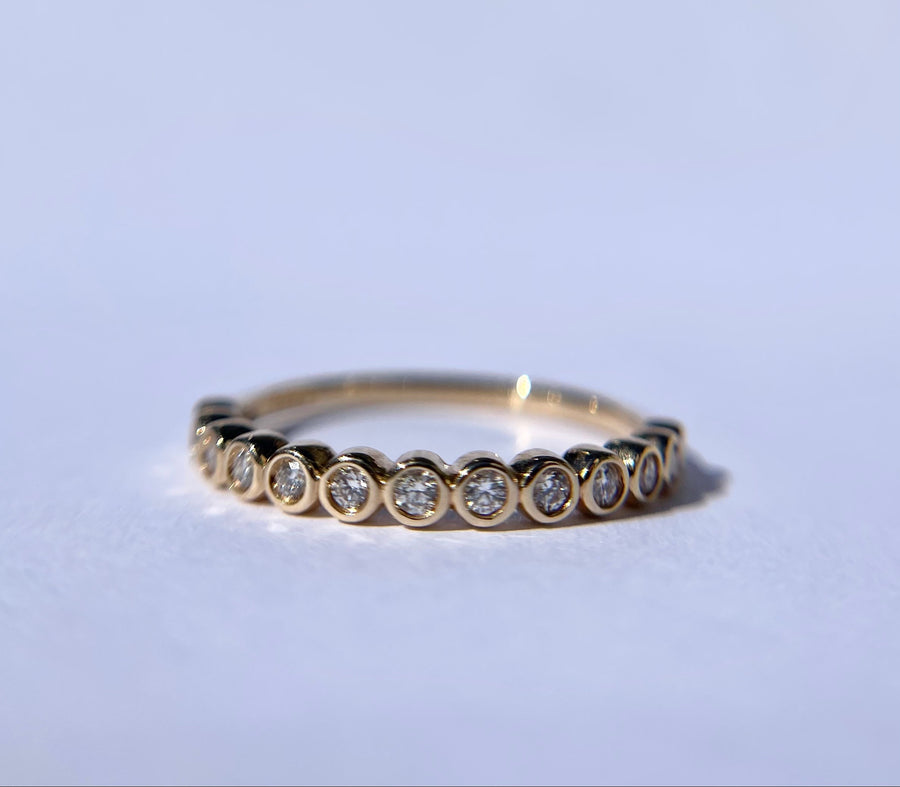 Bubble Band Bezel Set Diamond Stacking Wedding Ring - MTD