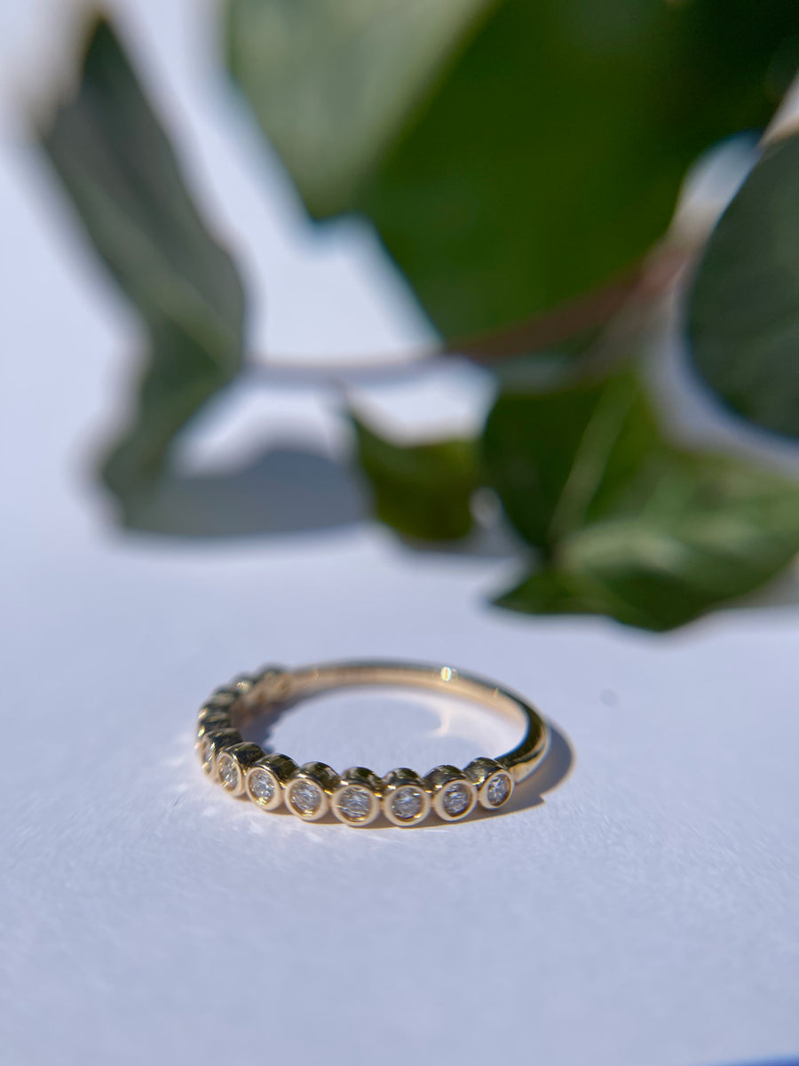 Bubble Band Bezel Set Diamond Stacking Wedding Ring - MTD