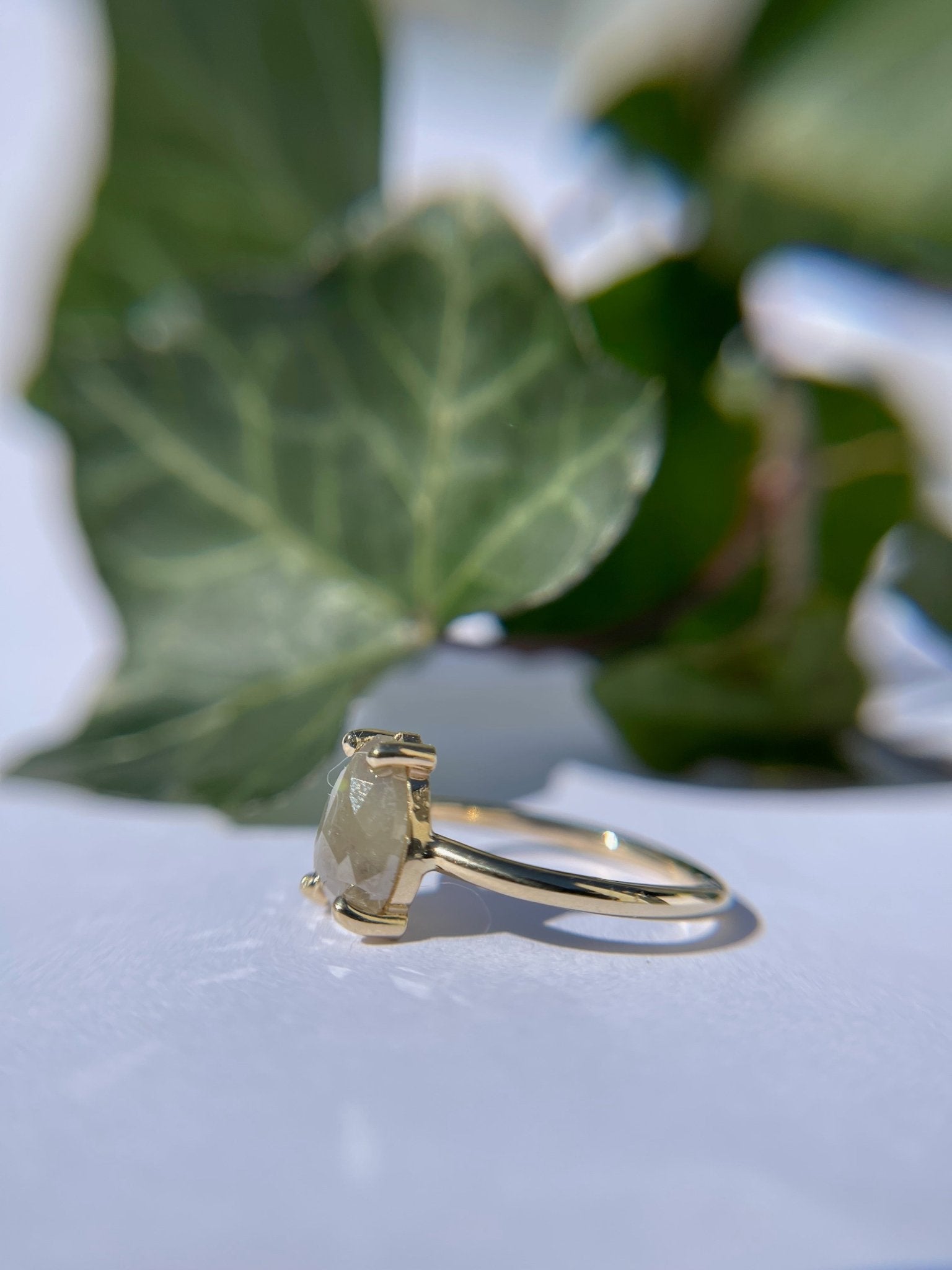 Ophelia | 1.5ct Salt and Pepper Pear Light Icy Gray Diamond Engagement Ring 14k Yellow Gold - MTD