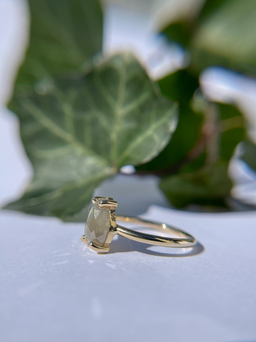 Ophelia | 1.5ct Salt and Pepper Pear Light Icy Gray Diamond Engagement Ring 14k Yellow Gold - MTD