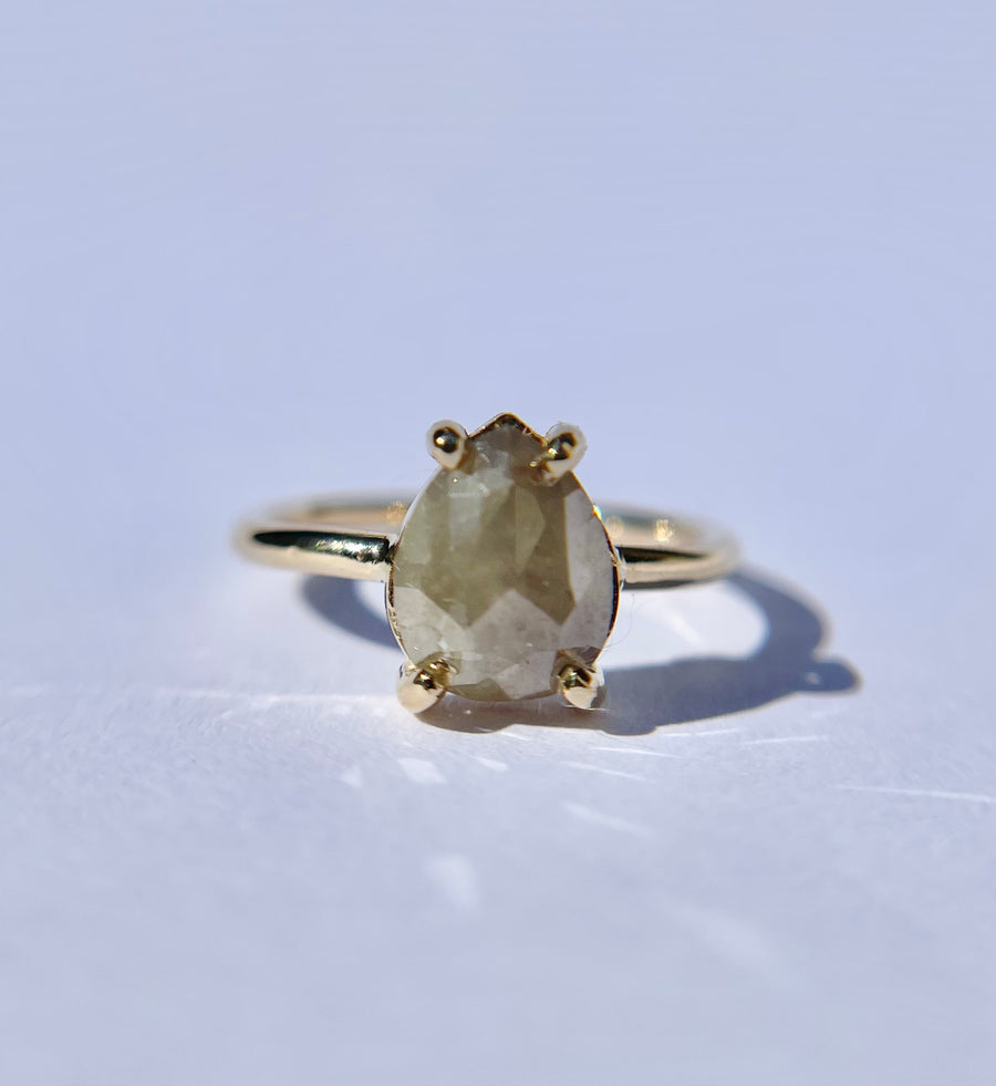 Ophelia | 1.5ct Salt and Pepper Pear Light Icy Gray Diamond Engagement Ring 14k Yellow Gold - MTD