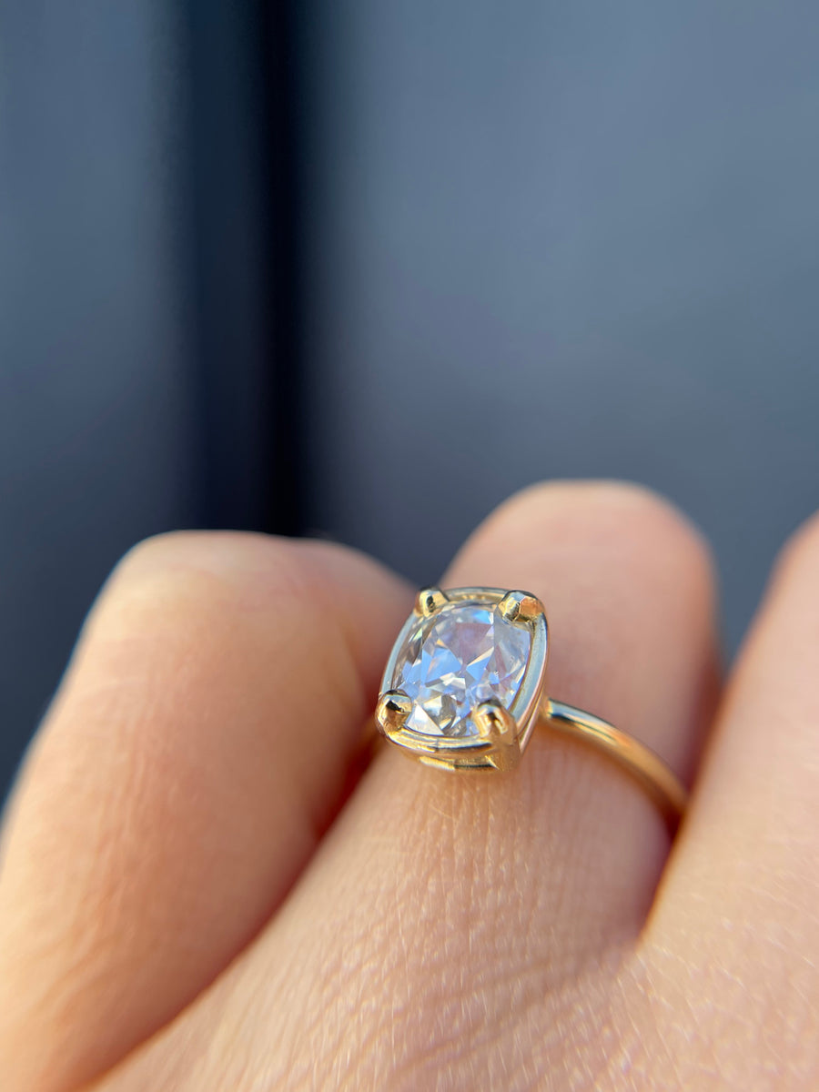 Cushion bezel deals engagement ring