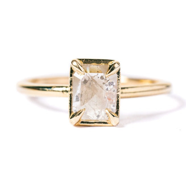 Kendy Emerald Cut Salt and Pepper Engagement Ring - MTD