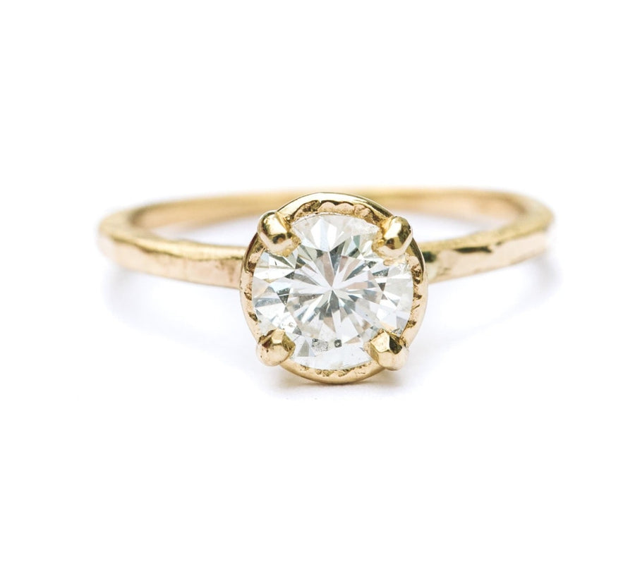 Sunshine | Diamond Hammered Halo Engagement Ring - MTD