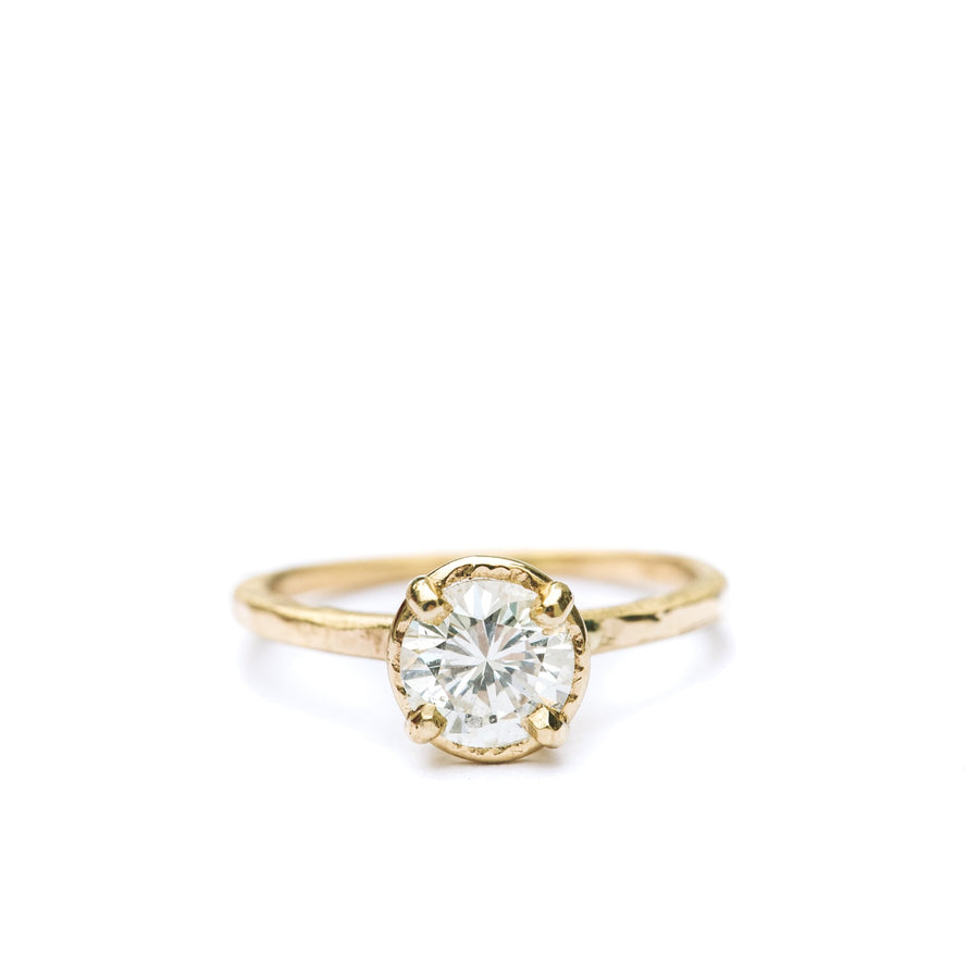 Sunshine | Diamond Hammered Halo Engagement Ring - MTD