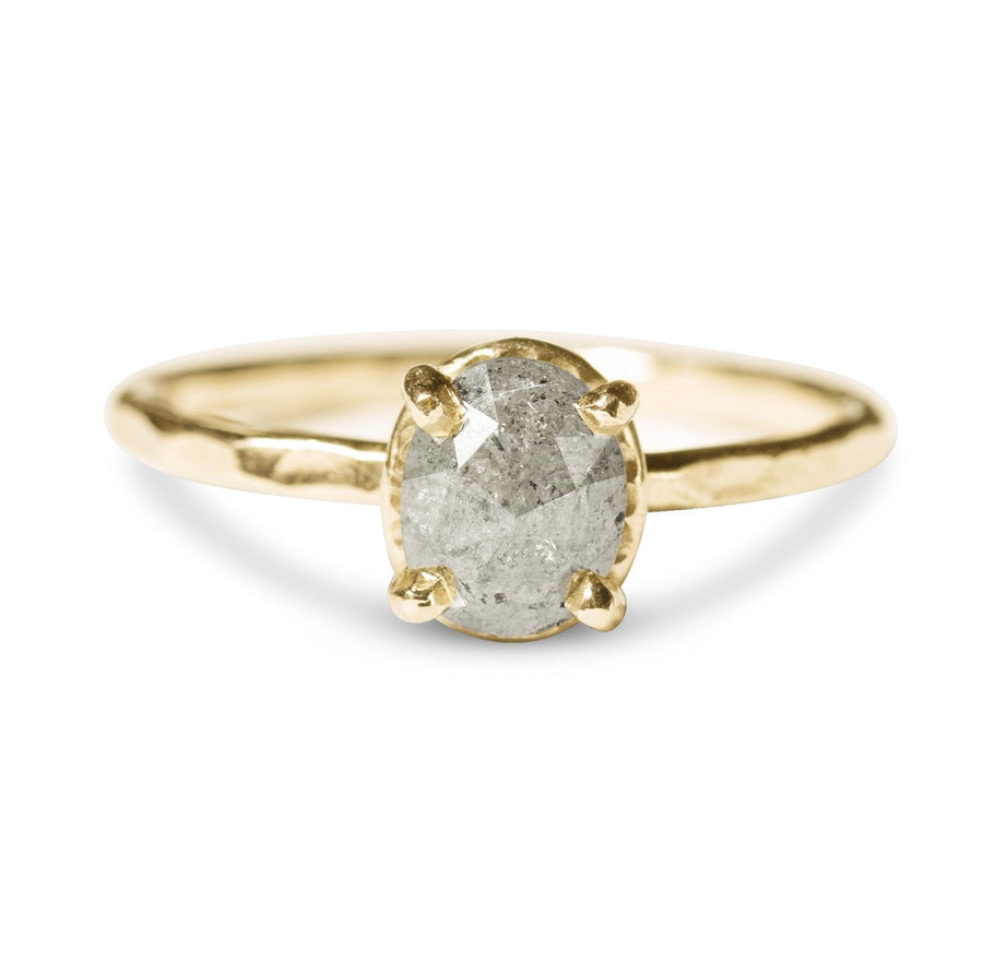 Ambo Oval Gray Salt and Pepper Diamond Engagement Ring - MTD