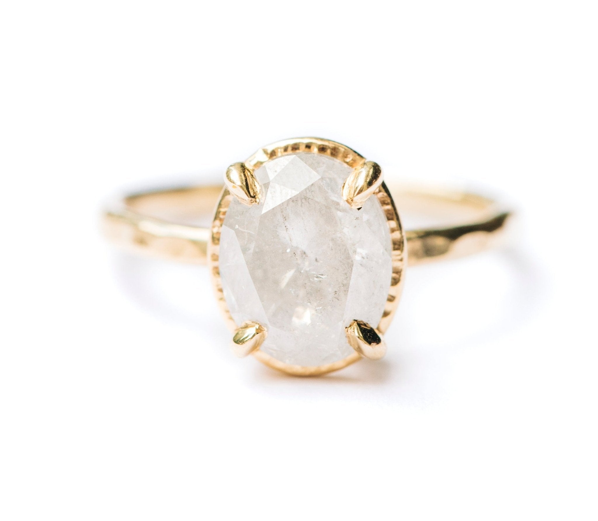 Snow Days Oval Icy Light Gray Salt and Pepper Diamond Engagement Ring MTD