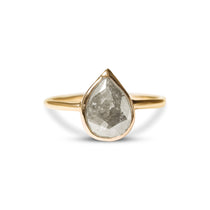 Amaryllis | Pear Gray Diamond in 14k Rose Gold Bezel Engagement Ring - MTD