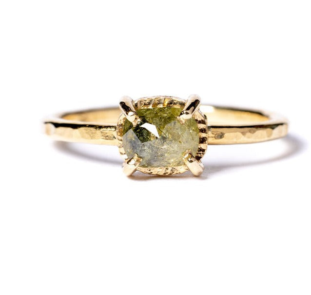 Olivine Salt and Pepper Diamond Ring - MTD