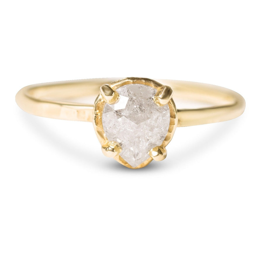 Dew Drops Pear Salt and Pepper Diamond Ring - MTD