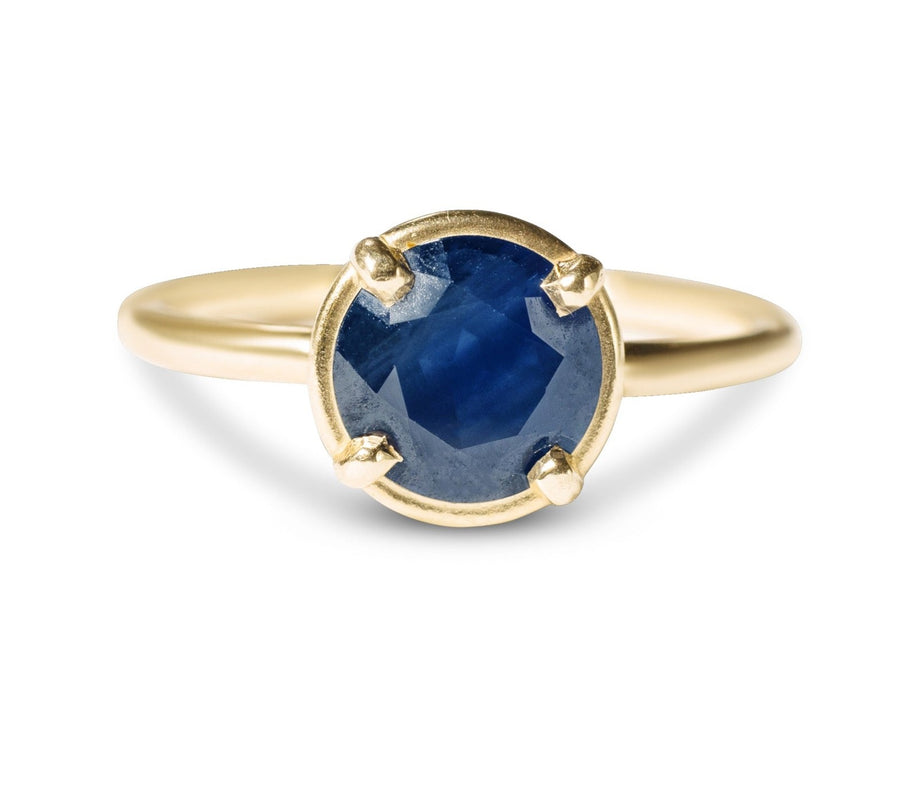 Deep Waters 2ct Round Sapphire Ring in Halo Setting - MTD