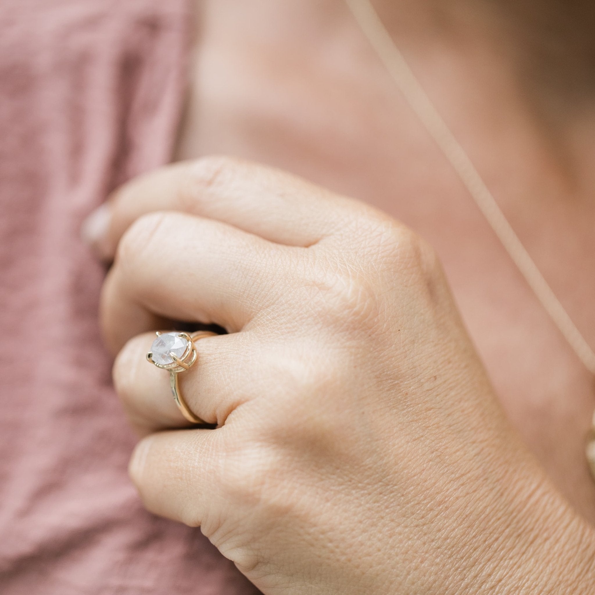 Snow Days Oval Icy Light Gray Salt and Pepper Diamond Engagement Ring - MTD