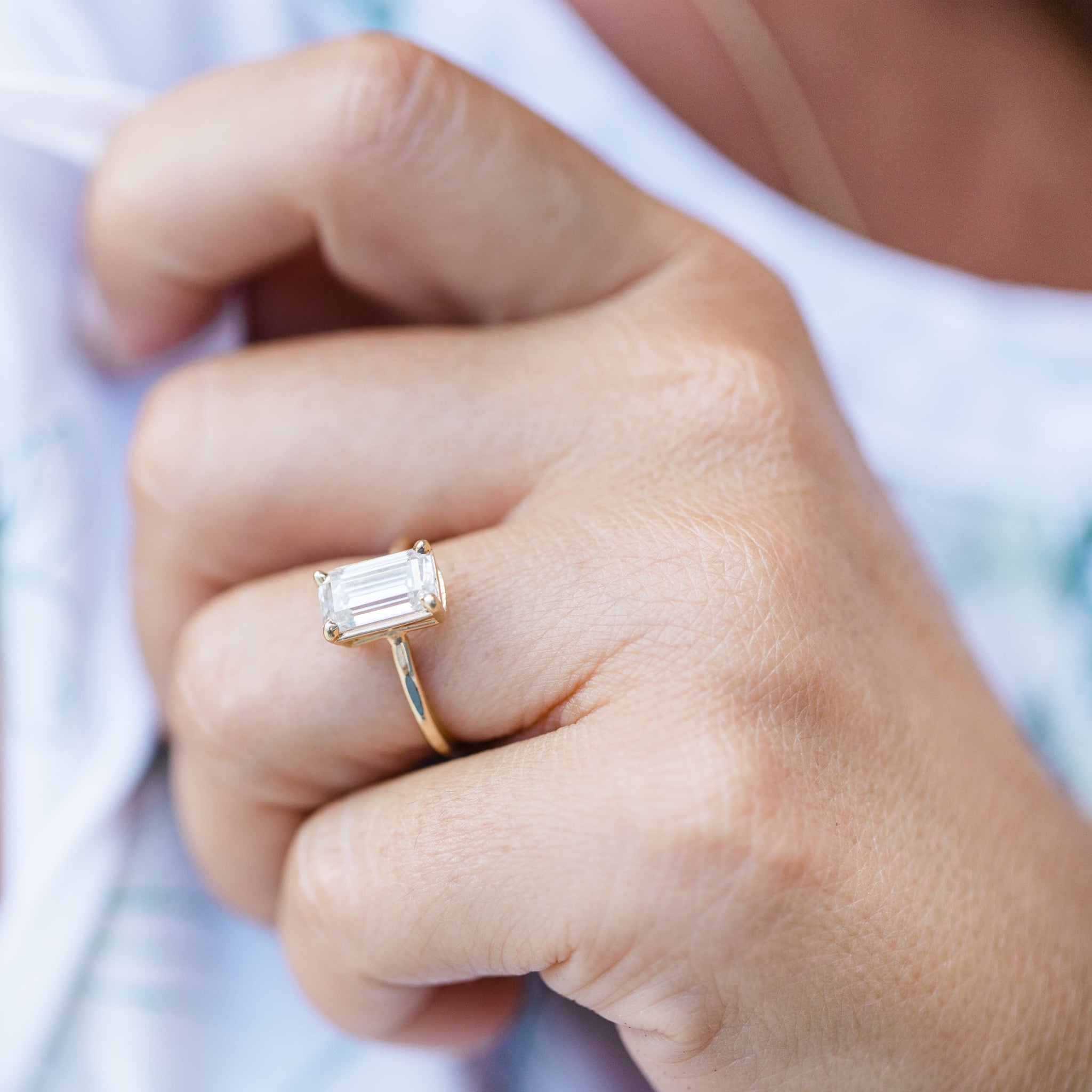 Moonbeam Elongated Rectangle Moissanite Engagement Ring – MTD