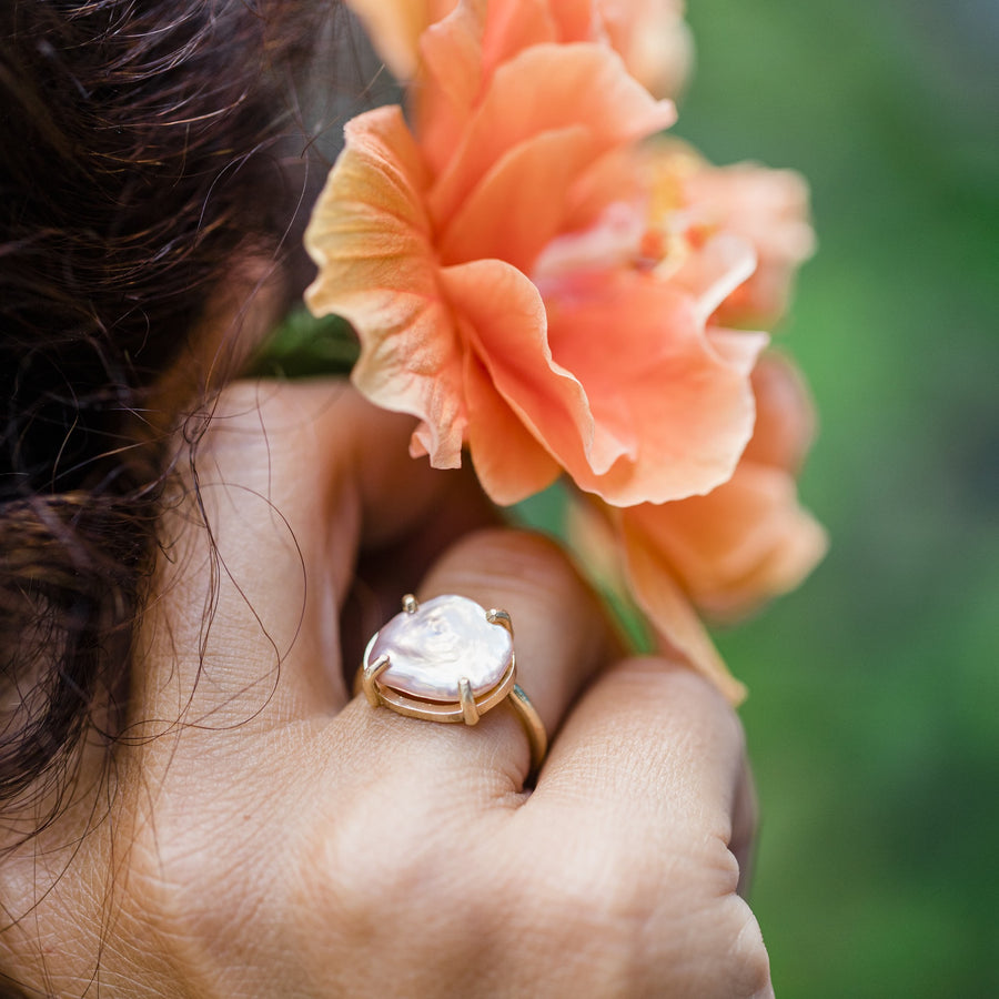 Aloha | Keshi Pearl 14k Gold Ring - MTD