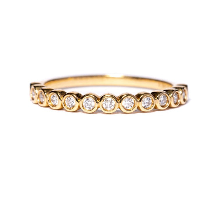 Ready to Ship Bubble Band | DiamondWedding Band 14k Hammered Gold - MTD