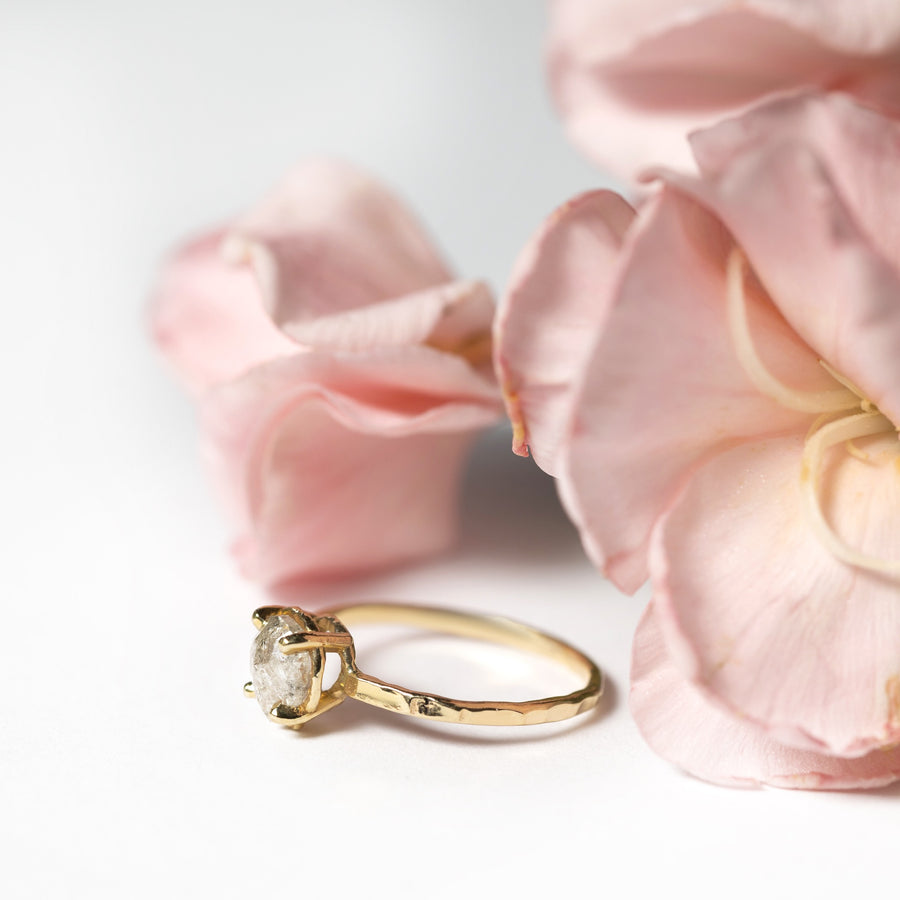 Dew Drops Pear Salt and Pepper Diamond Ring - MTD