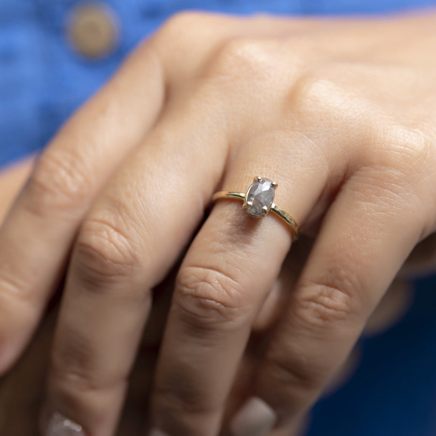 Renata | Elongated Oval Gray Diamond Engagement Ring - MTD