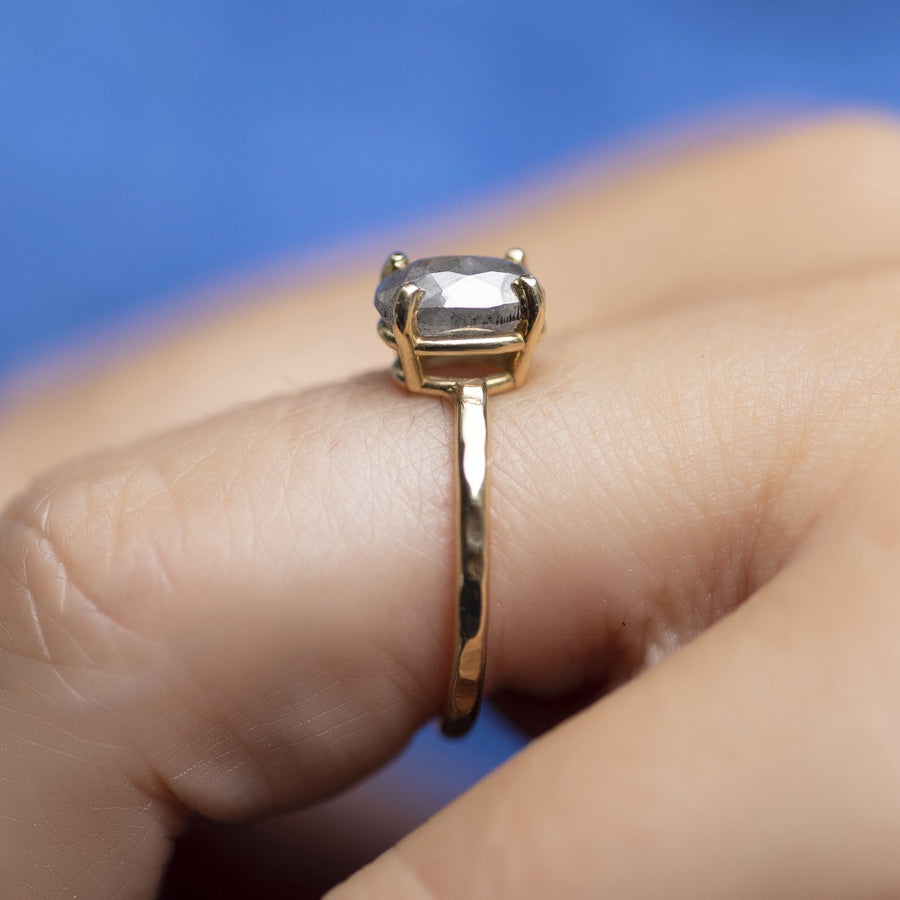 Renata | Elongated Oval Gray Diamond Engagement Ring - MTD