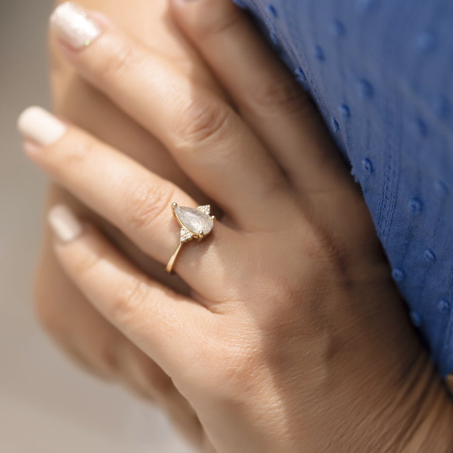 Dreamscape Salt & Pepper Pear Diamond Engagement Ring - MTD