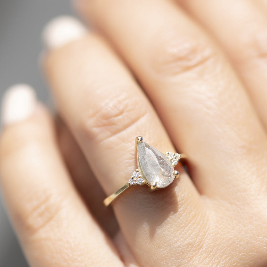 Dreamscape Salt & Pepper Pear Diamond Engagement Ring - MTD