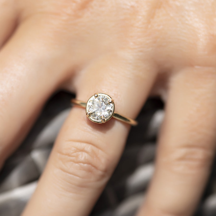 Old European Cut Diamond 1.32ct Elizabeth Setting Engagement Ring - MTD