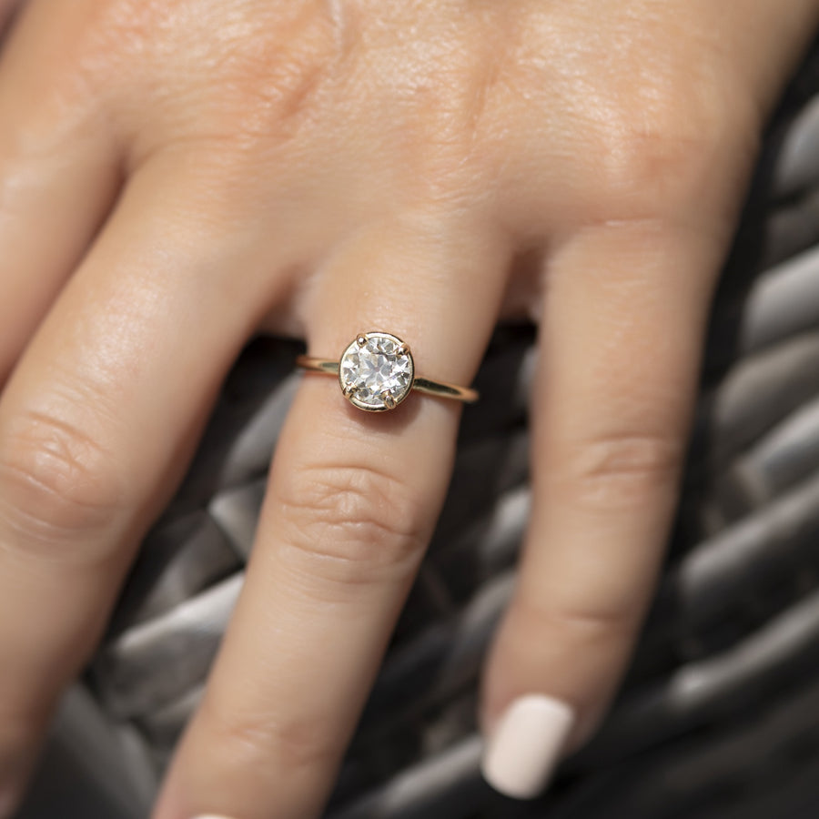 Old European Cut Diamond 1.32ct Elizabeth Setting Engagement Ring - MTD