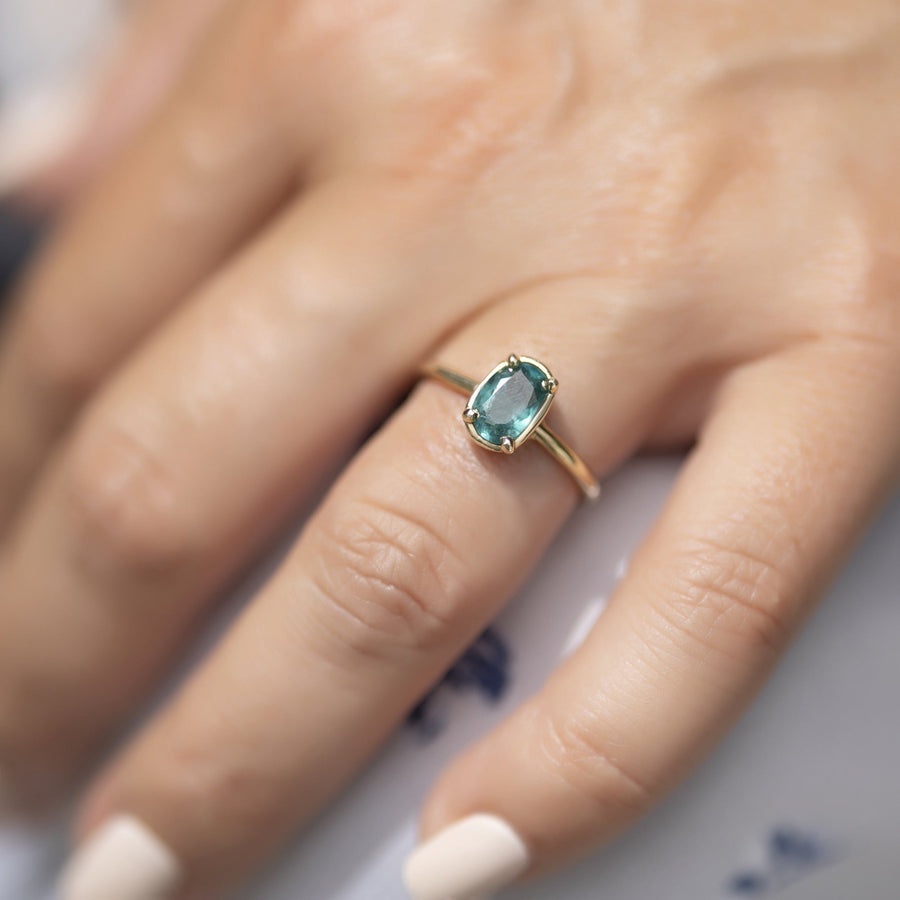 Mykanos Teal Sapphire Oval Engagement Ring - MTD