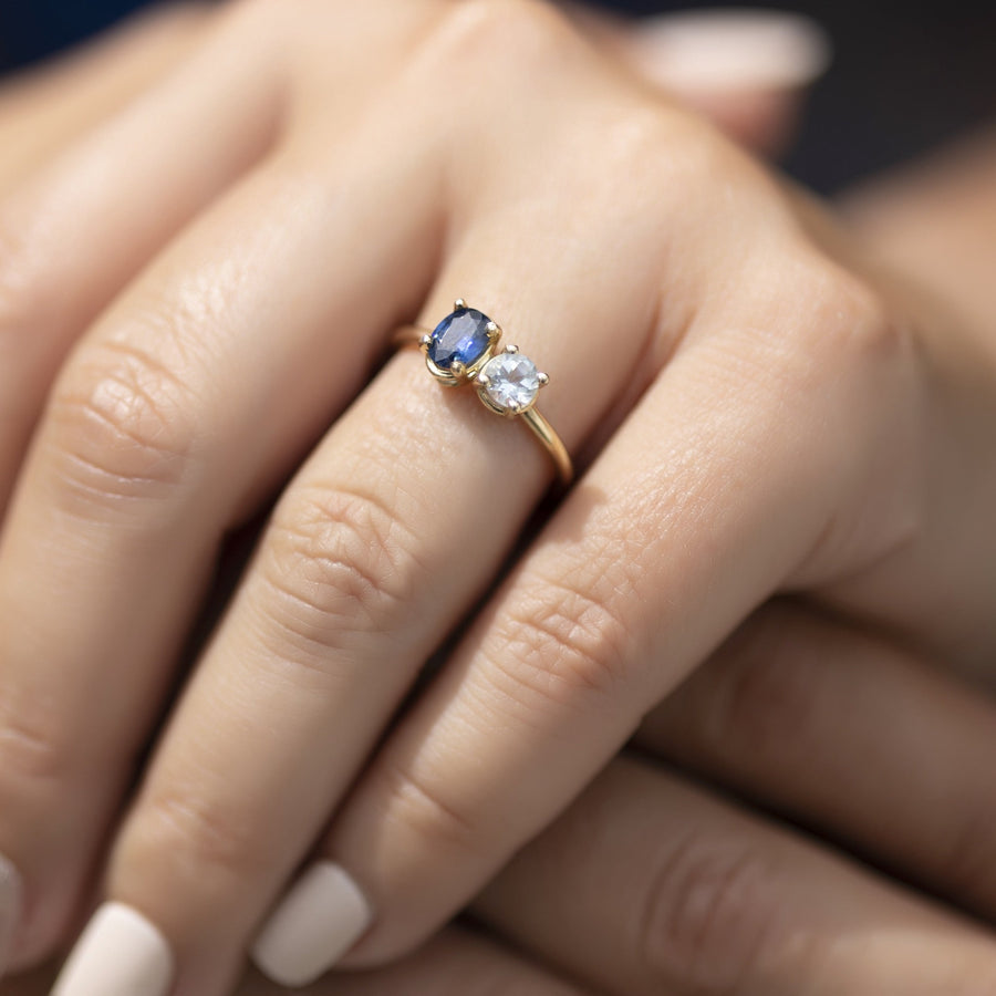 Golden Square Stone Ring