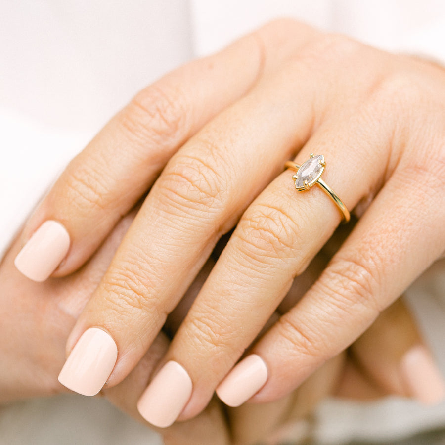 Emmie  Marquise Salt and Pepper Diamond Engagement Ring - MTD