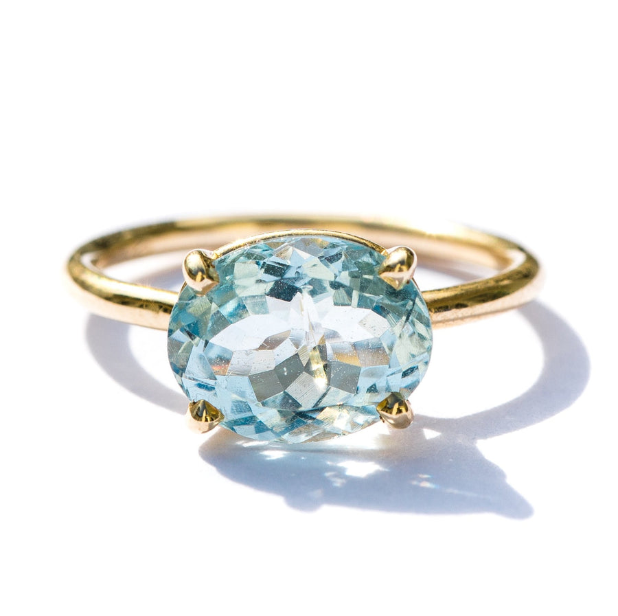 East West Aquamarine Oval Ring - MTD