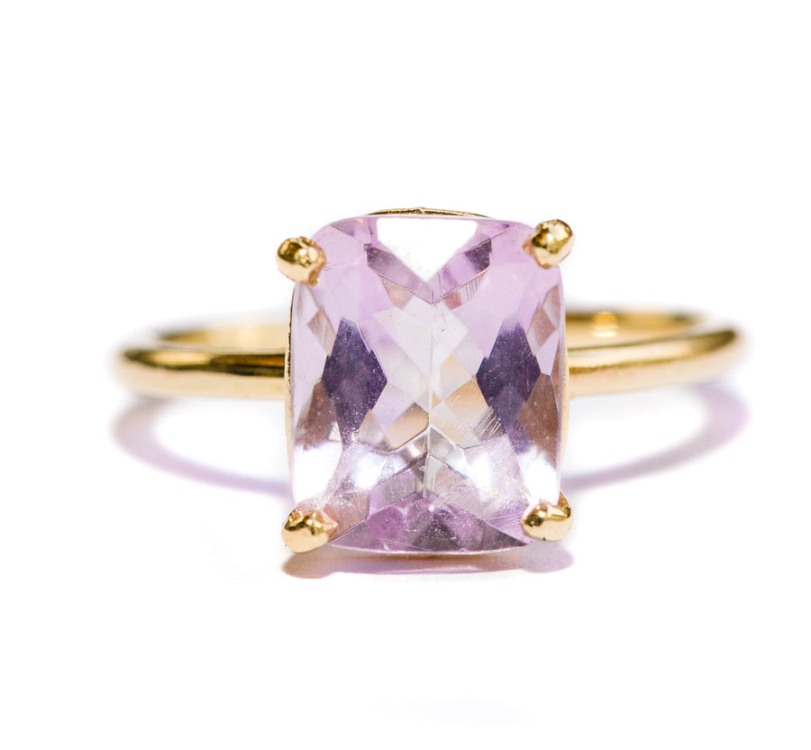 Lavender Amethyst Elongated Cushion Cut Ring 14k Recycled Yellow Gold - MTD