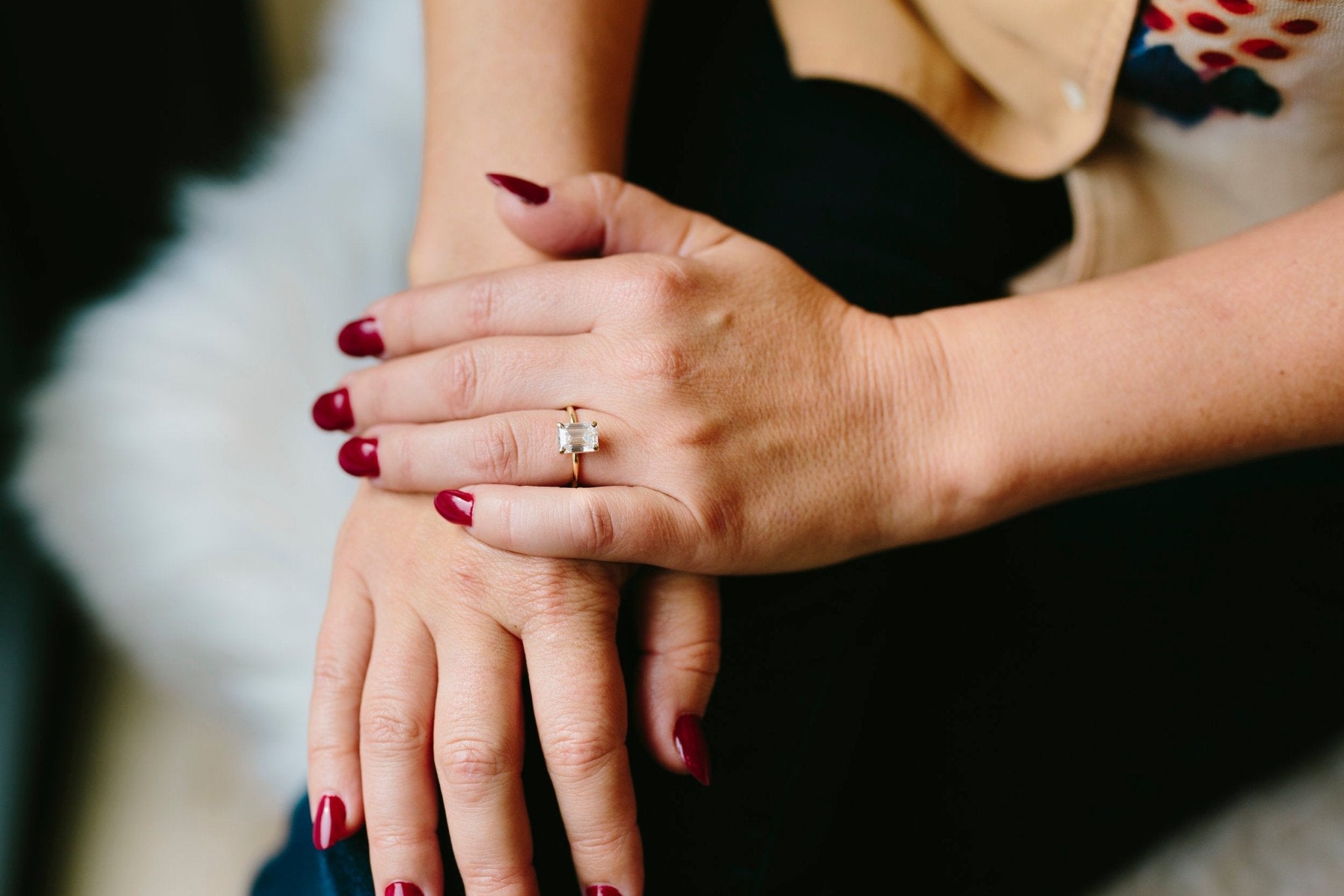 Anna | 2ct Emerald Cut Moissanite Engagement Ring Ready to Ship - MTD